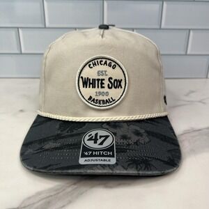 Chicago White Sox Hat Cap Snap Back Mens 47 Hitch Cream Black MLB Baseball Rope